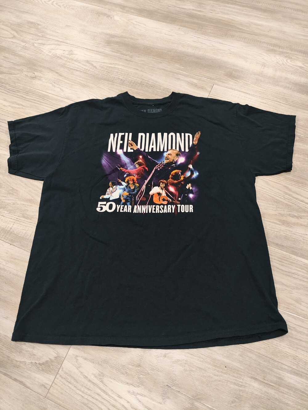 Neil Diamond 50 Year Anniversary Tour Black Graphic T Shirt Sz XL
